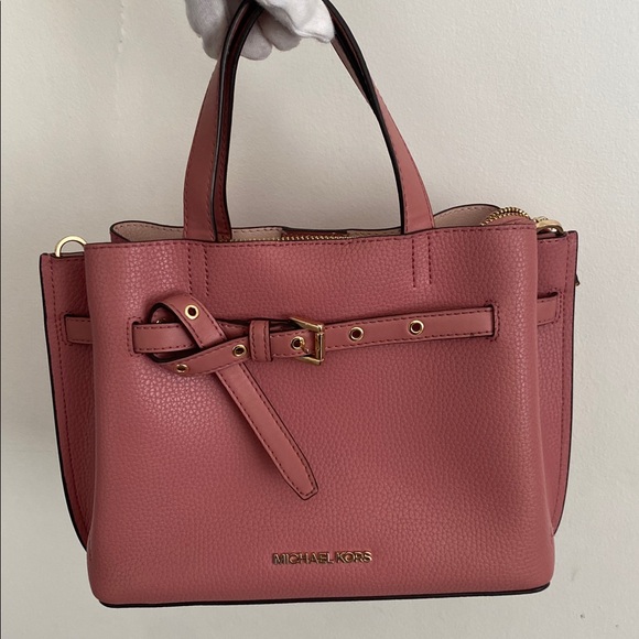 SOLD!Michael Kors Emilia Small Pebbled Leather Satchel Bag in Rose, Retails $498 - Picture 16 of 17